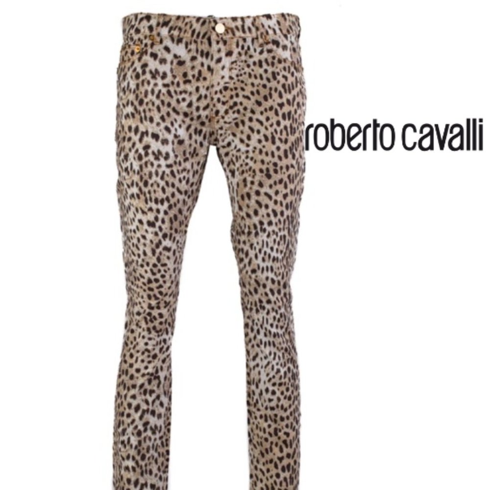 NWT ROBERTO CAVALLI WOMEN'S LEOPARD SKINNY JEANS